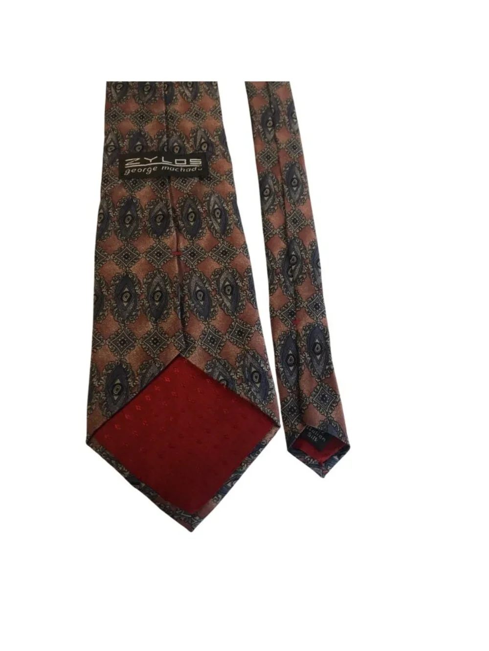 Zylos George Machado Silk Geometric Mauve Blue Mens Necktie Office Formal Gift